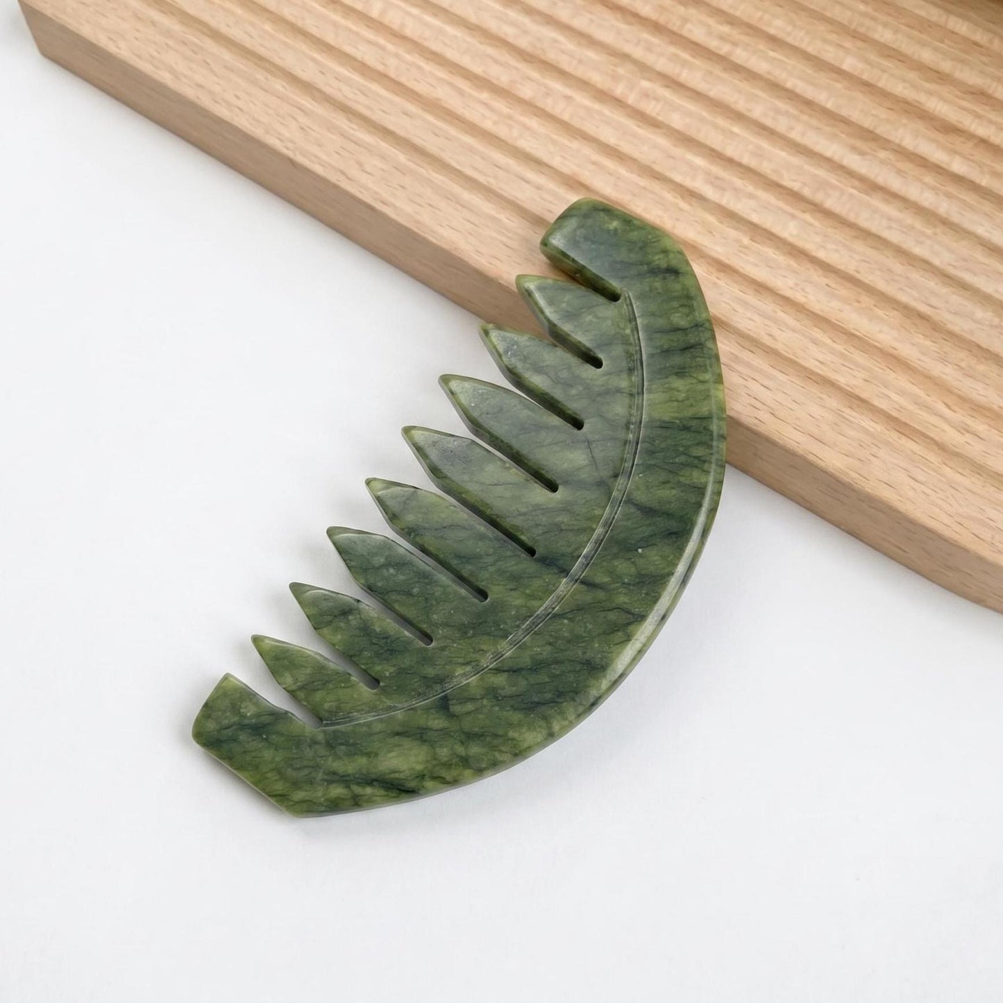 Natural Jade Pocket Comb, Crystal Scalp Massage Comb, Gua Sha Hair Tool, Unique Gemstone Comb, Self Care Gift