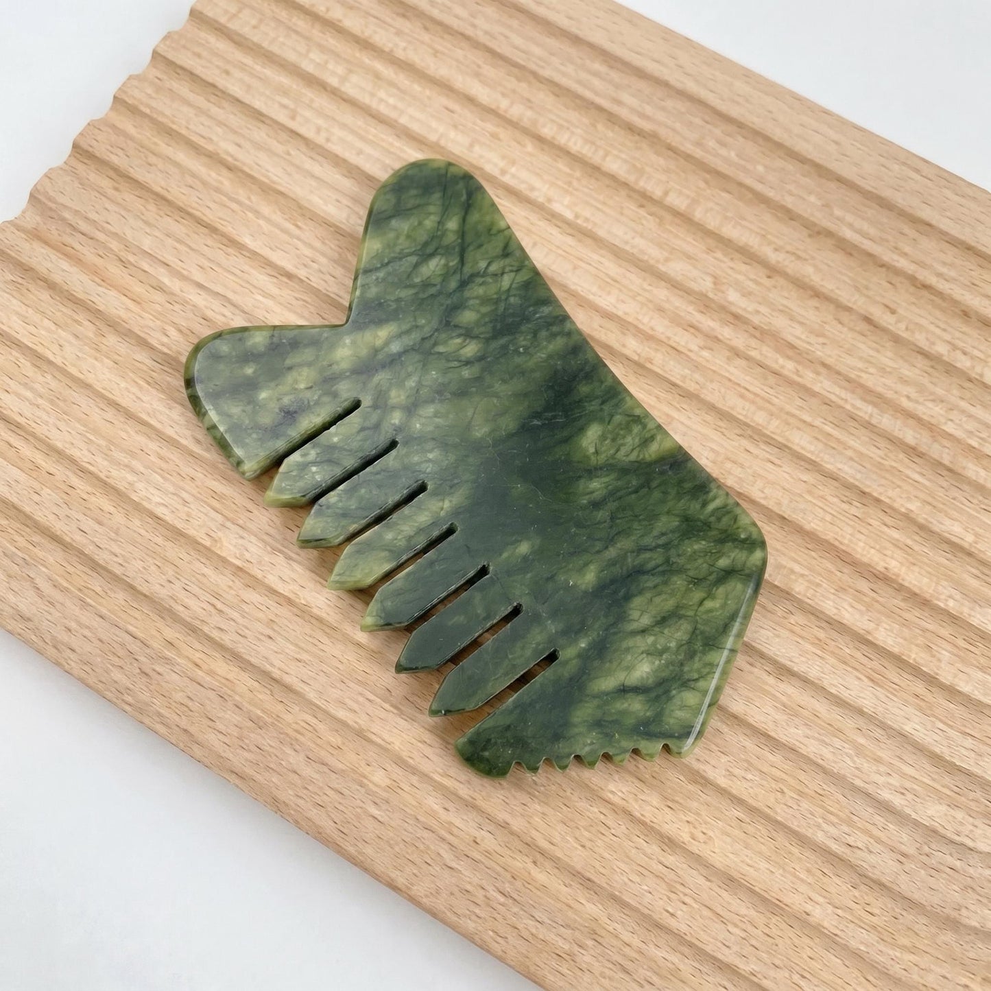 Natural Jade Pocket Comb, Crystal Scalp Massage Comb, Gua Sha Hair Tool, Unique Gemstone Comb, Self Care Gift