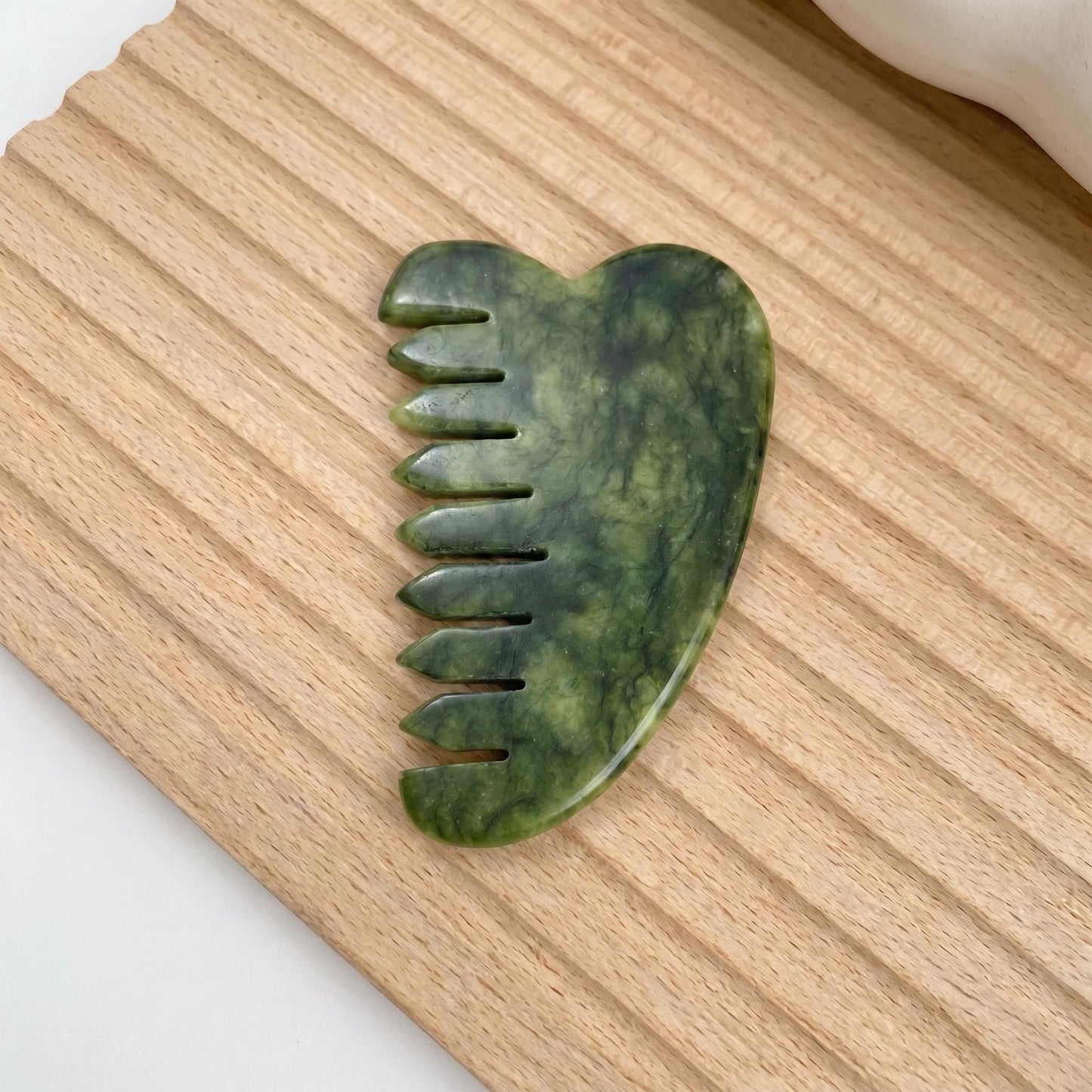 Natural Jade Pocket Comb, Crystal Scalp Massage Comb, Gua Sha Hair Tool, Unique Gemstone Comb, Self Care Gift