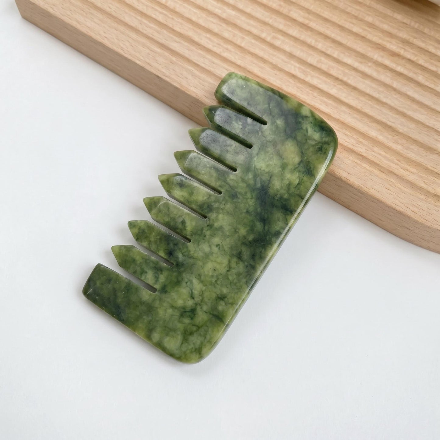 Natural Jade Pocket Comb, Crystal Scalp Massage Comb, Gua Sha Hair Tool, Unique Gemstone Comb, Self Care Gift