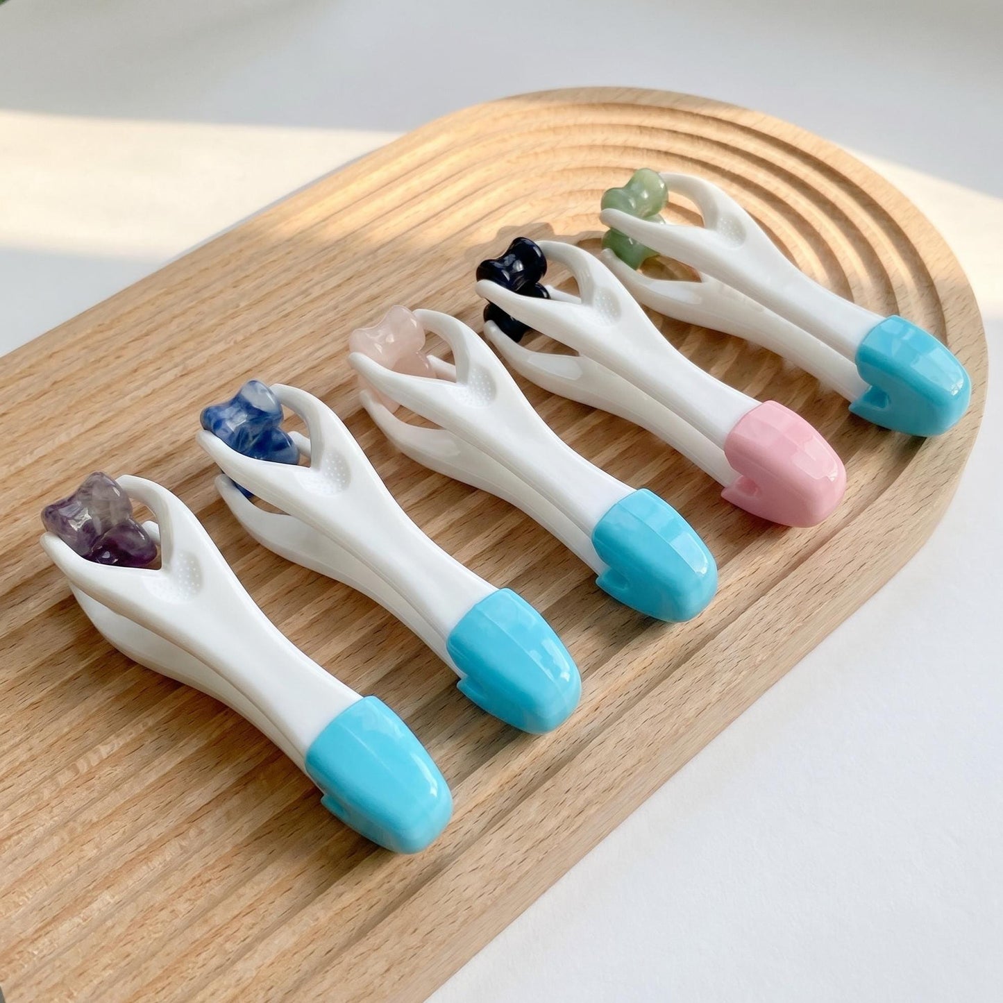 Jade Crystal Finger Roller, Relaxing Hand Massager, Pocket Self Care Gift, Natural Gemstone Fidget Tool for Gamers