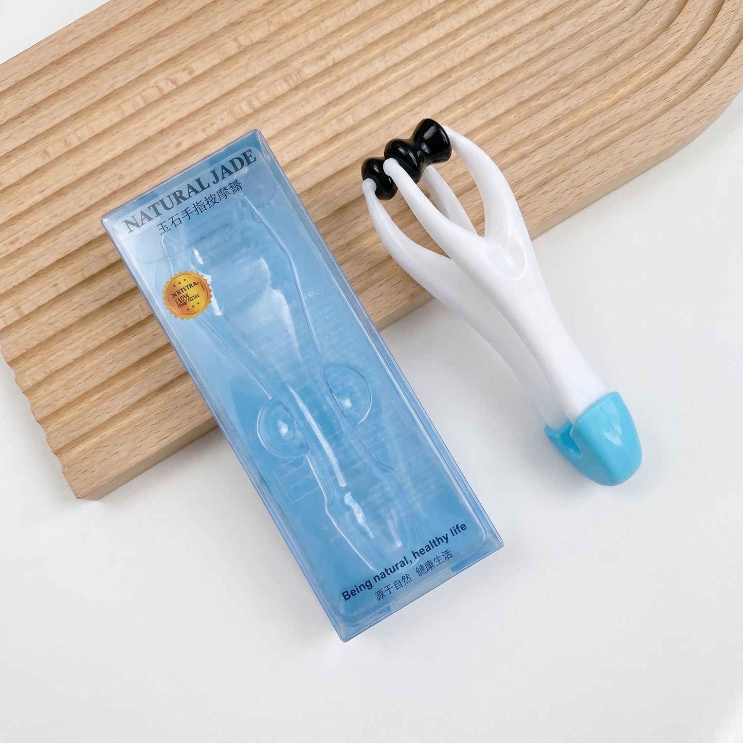 Jade Crystal Finger Roller, Relaxing Hand Massager, Pocket Self Care Gift, Natural Gemstone Fidget Tool for Gamers