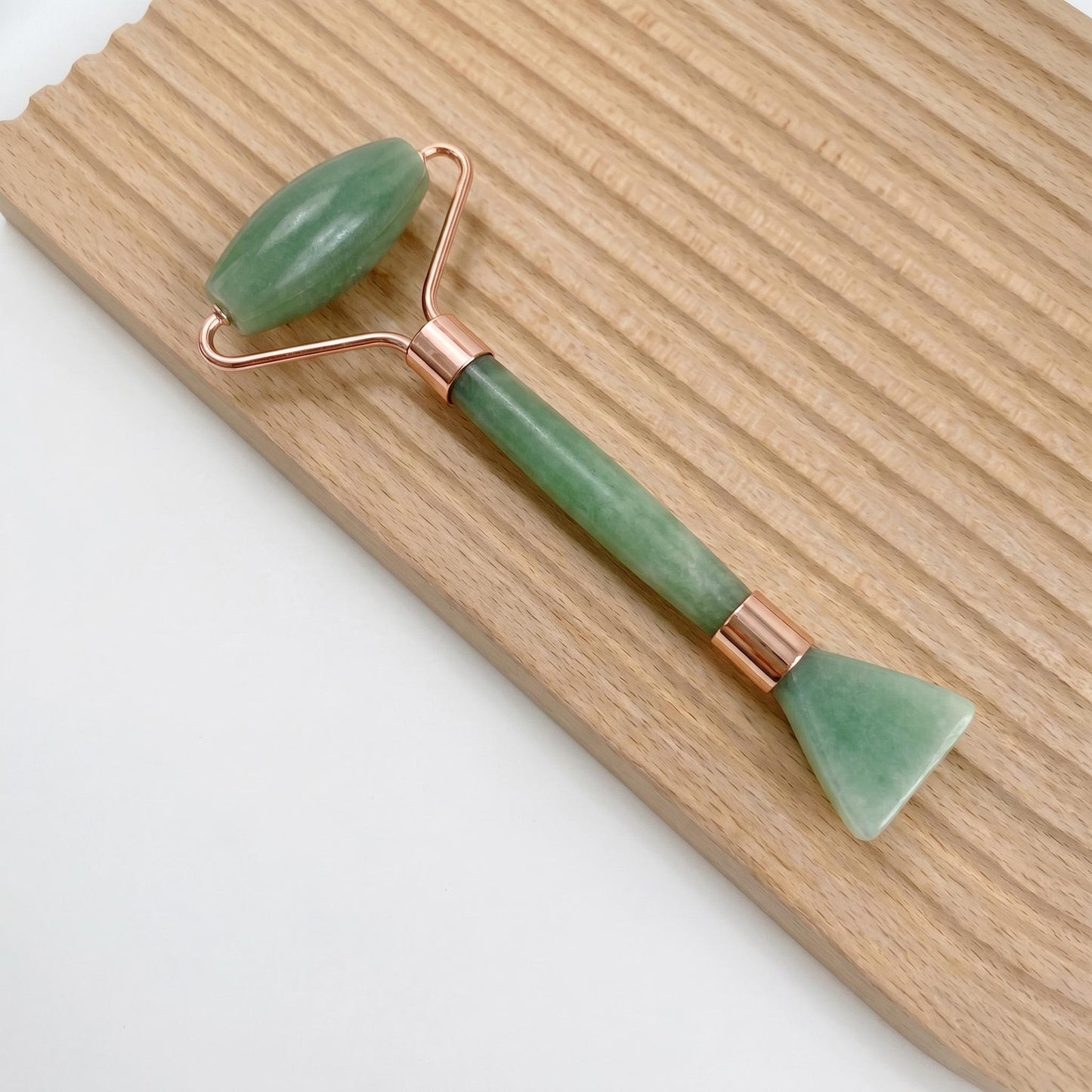 Jade Roller with Silicone Mask Brush, 2 in 1 Facial Massager, Rose Quartz Face Roller, Skincare Tool, Beauty Gift for Her