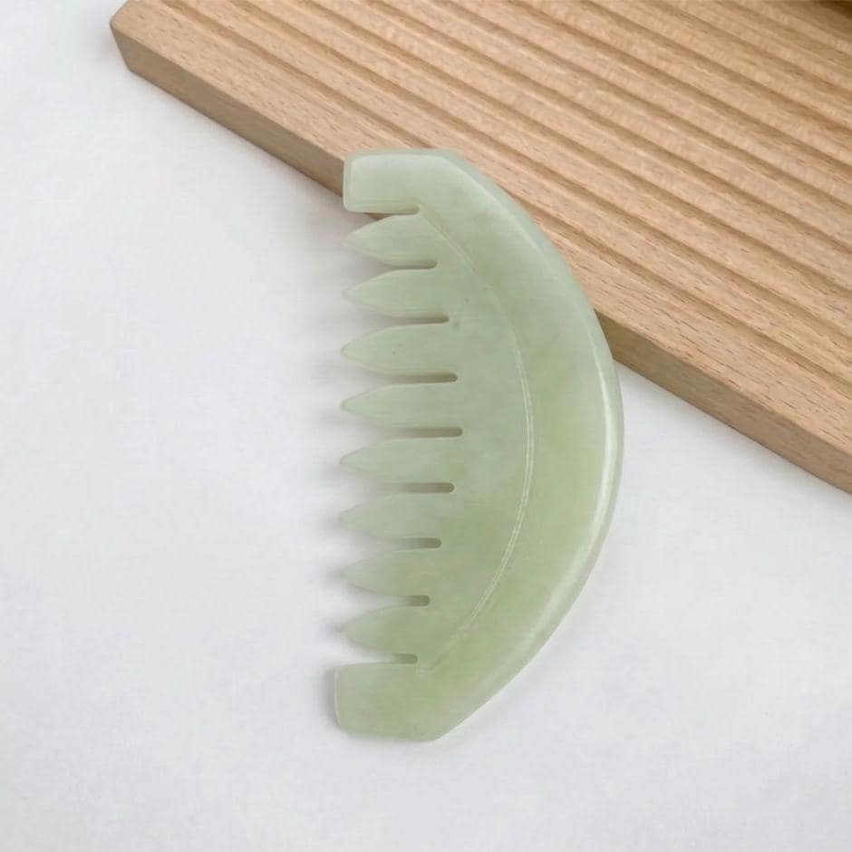 Natural Jade Pocket Comb, Crystal Scalp Massage Hairbrush, Gua Sha Hair Tool, Unique Gemstone Comb, Self Care Gift