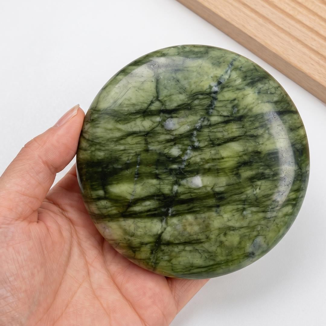 Handmade Mushroom Jade Guasha Stone Massager with Personalized Name Engraving, Traditional Meridian Point Tool, Zen Wellness Accessory Gift