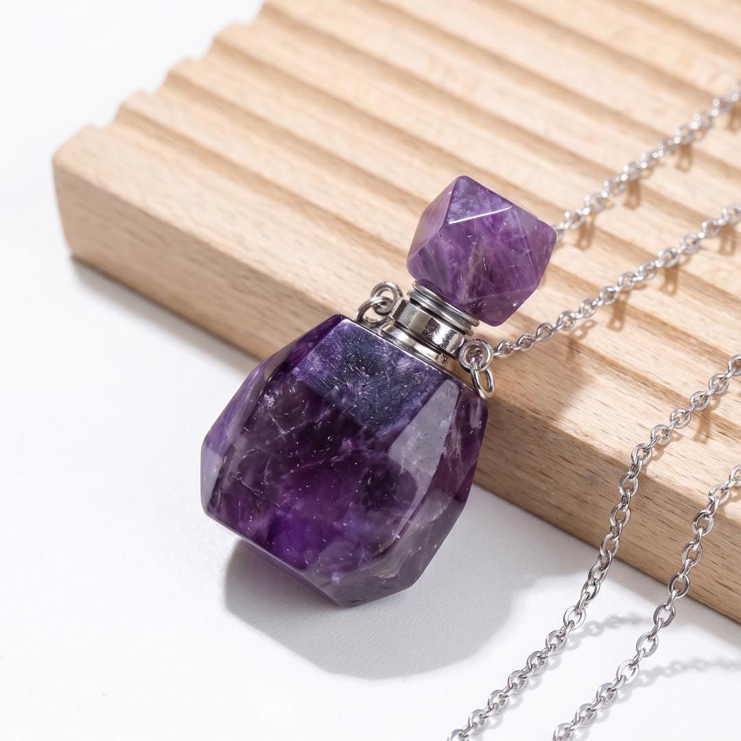 Personalized Crystal Perfume Bottle Pendant, Gemstone Essential Oil Vial Keychain with Tassel, Pocket Fragrance Vial, Birthday Gift