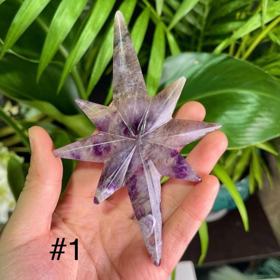 Natural Crystal North Star Ornament, Gemstone Star Decor, Desk Display, Spiritual Gift, Healing Crystal Home Decor