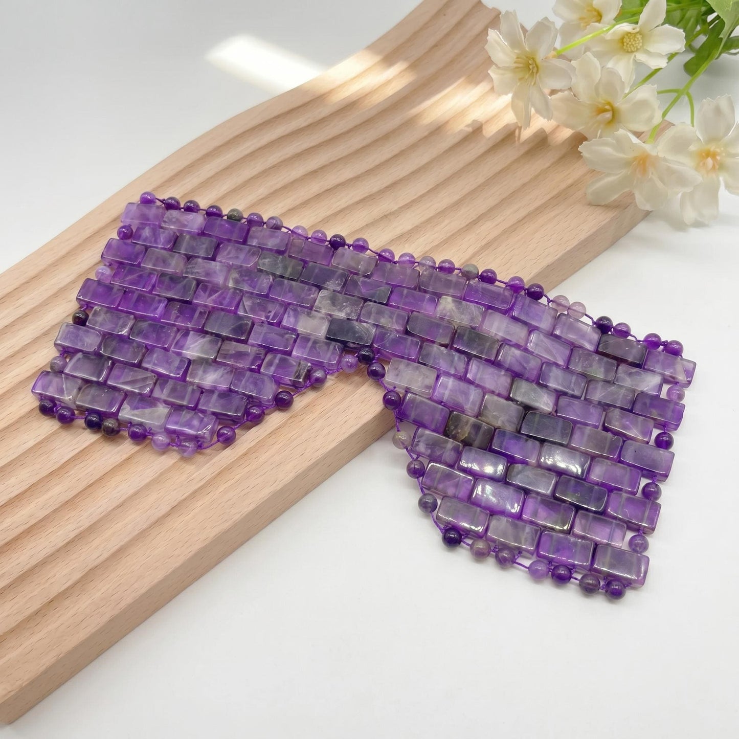 Natural Crystal Eye Mask for Relaxation, Gemstone Sleep Mask, Rose Quartz, Amethyst, Aventurine Eye Cover, Cooling Self Care Spa Gift