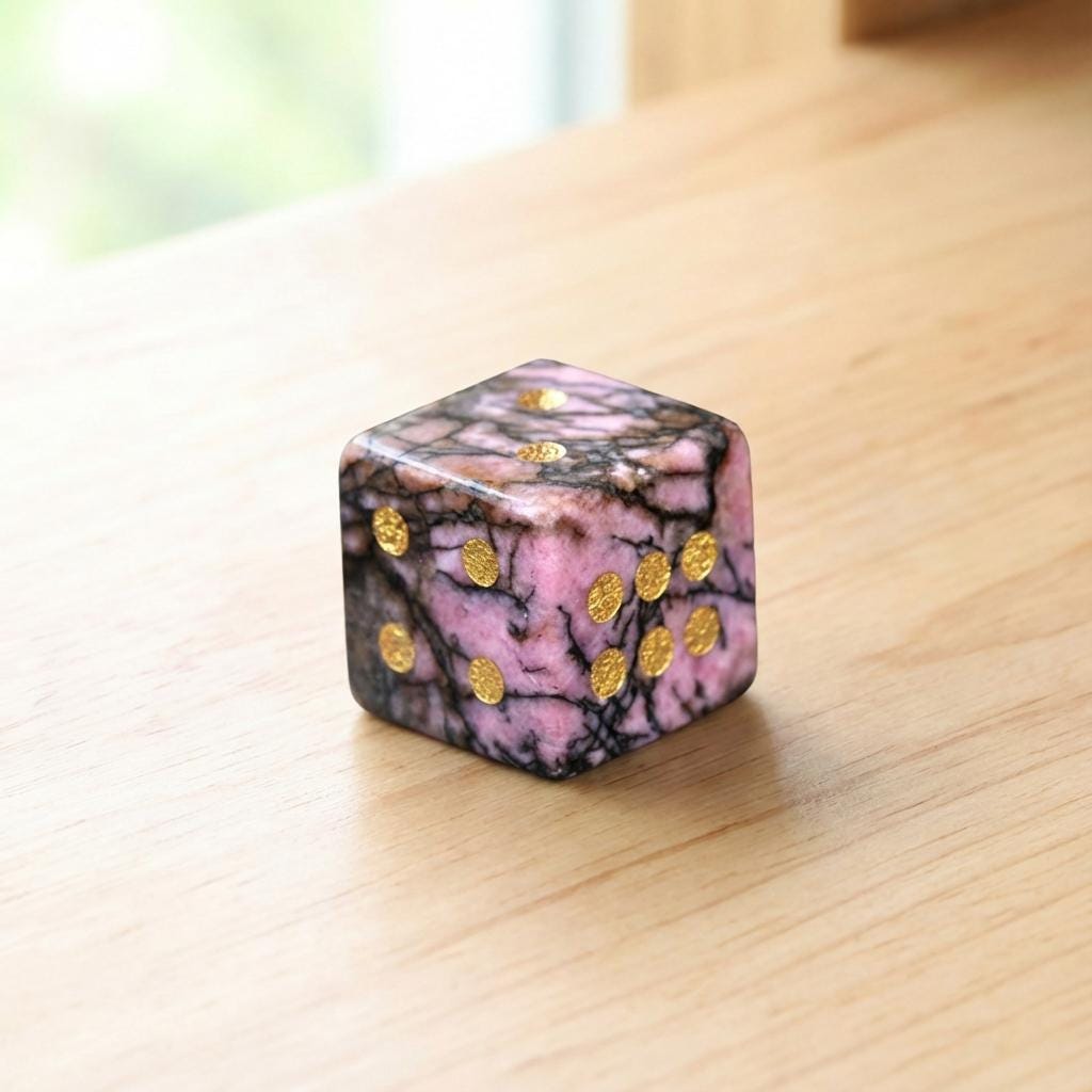 Natural Gemstone Dice, Crystal D6 Dice Set for Tabletop Games, Unique Stone Dice for RPG, Board Game Accessories, Handmade Gamer Gift