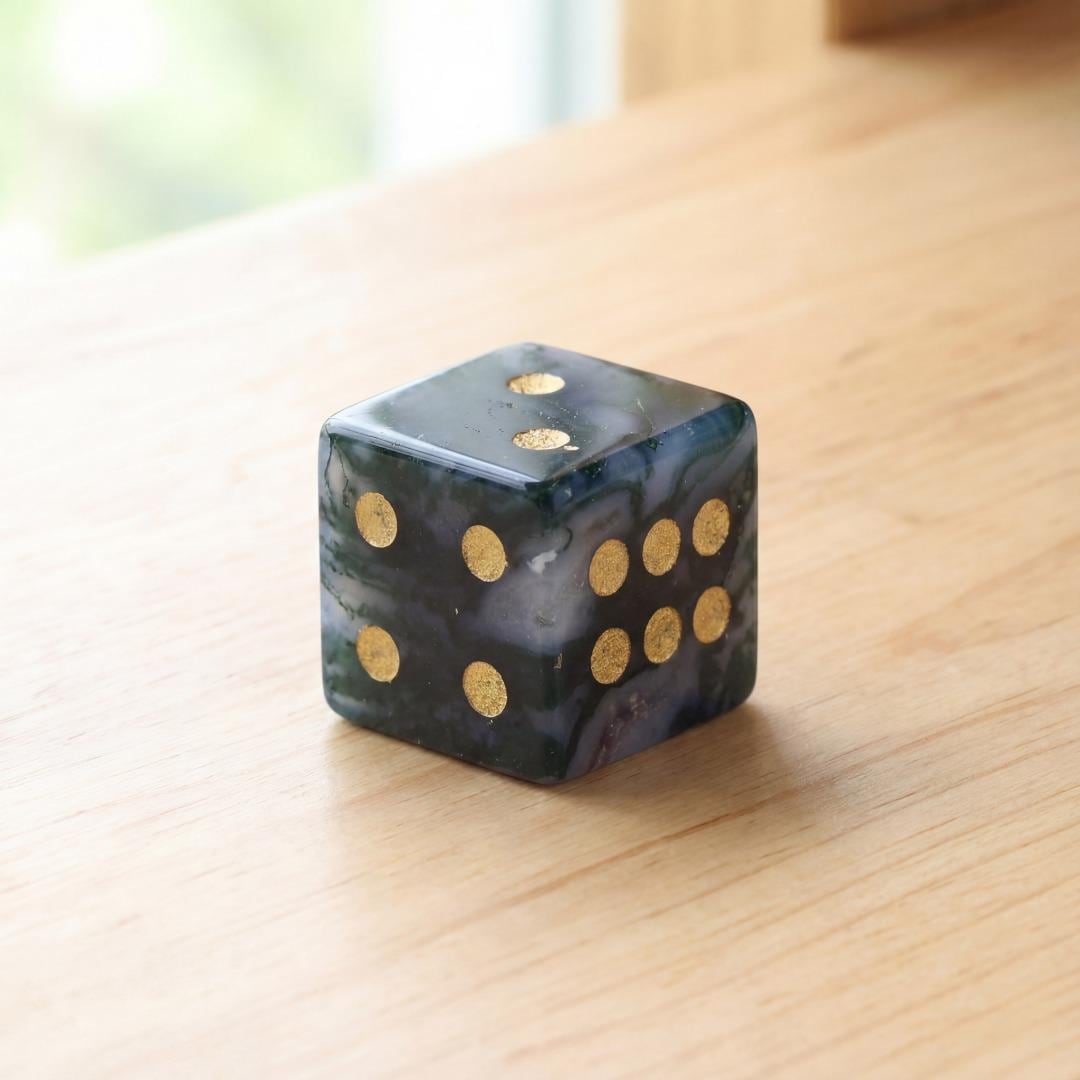 Natural Gemstone Dice, Crystal D6 Dice Set for Tabletop Games, Unique Stone Dice for RPG, Board Game Accessories, Handmade Gamer Gift