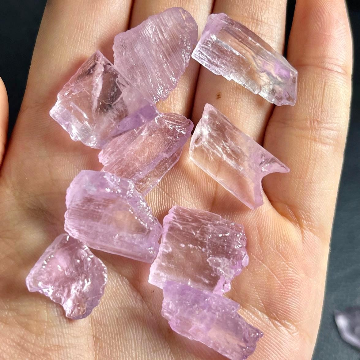 Raw Pink Kunzite Crystal, Natural Heart Chakra Stone, Healing Crystals for Meditation, Rough Gemstone Specimen, Birthday Gift for Her