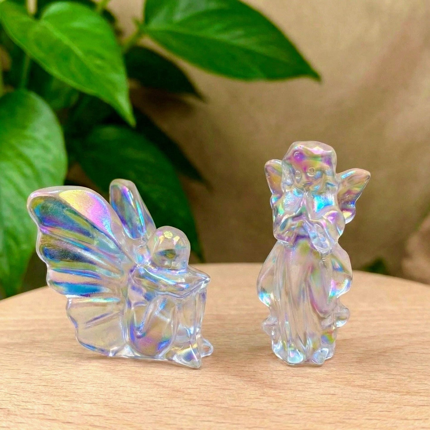 Iridescent Aura Quartz Carvings, Crystal Angel, Fairy, and Animals, Rainbow Meditation Stone Figurine, Meaningful Gift for Crystal Lover