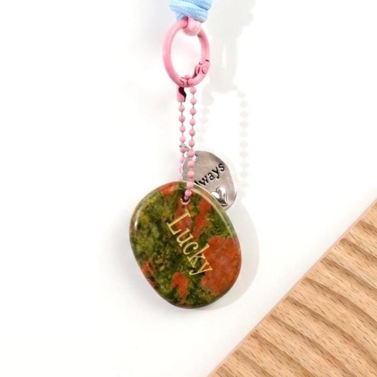 Mindfulness Crystal Blind Box, Personalized Worry Stone Bag Charm, Custom Engraved Disc Keychain, Mystery Phone Purse Accessory Token Gift