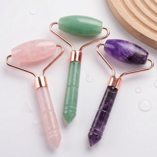 Natural Gemstone Face Roller, Crystal Acupressure Stick, Quartz Skincare Massager, Gua Sha Facial Beauty Tool, Aesthetic Self Care Gift