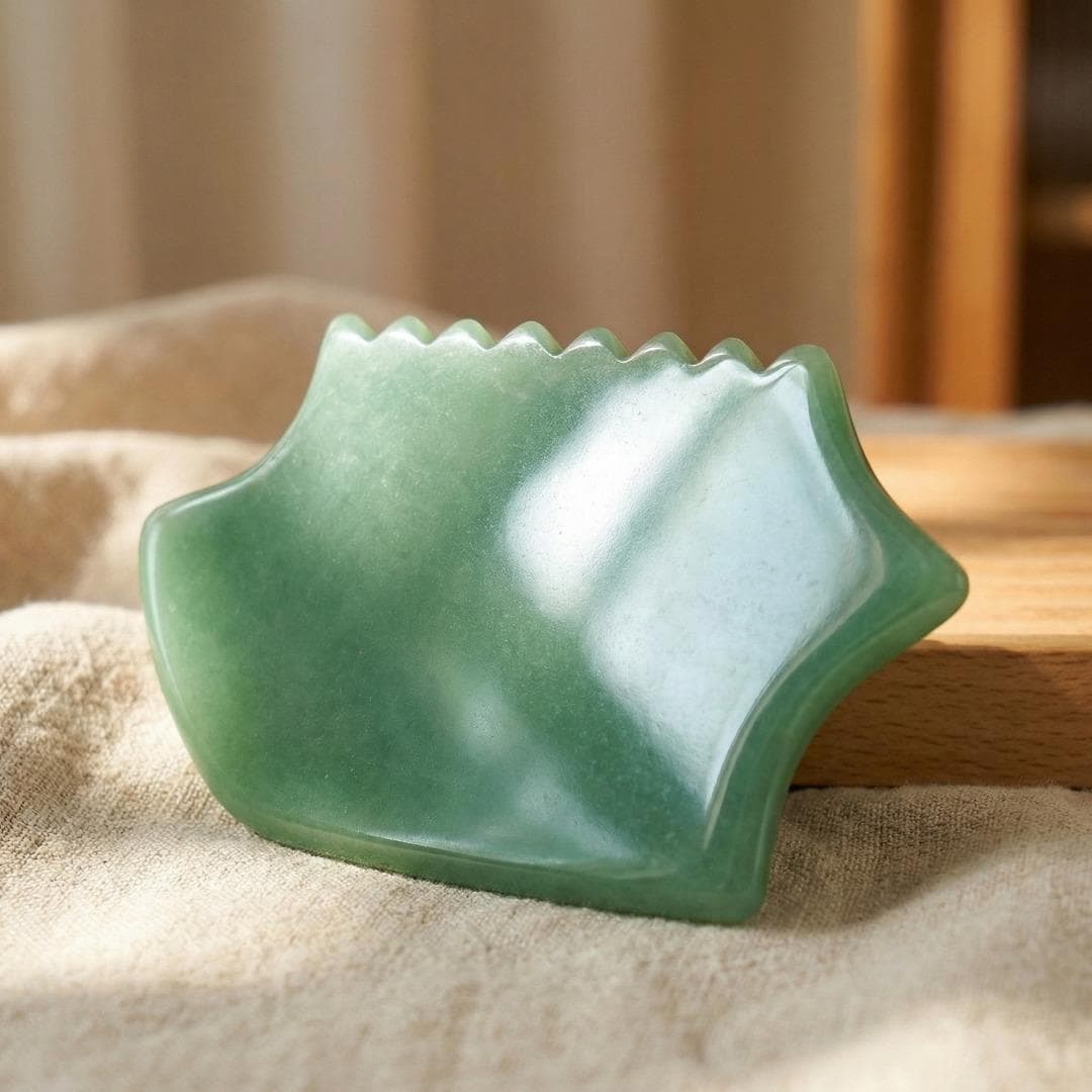 Green Aventurine Gua Sha Tool, Natural Stone Facial Massager Spoon, Green Jade Scraping Plate for Eye & Face, Aesthetic Skincare Gift