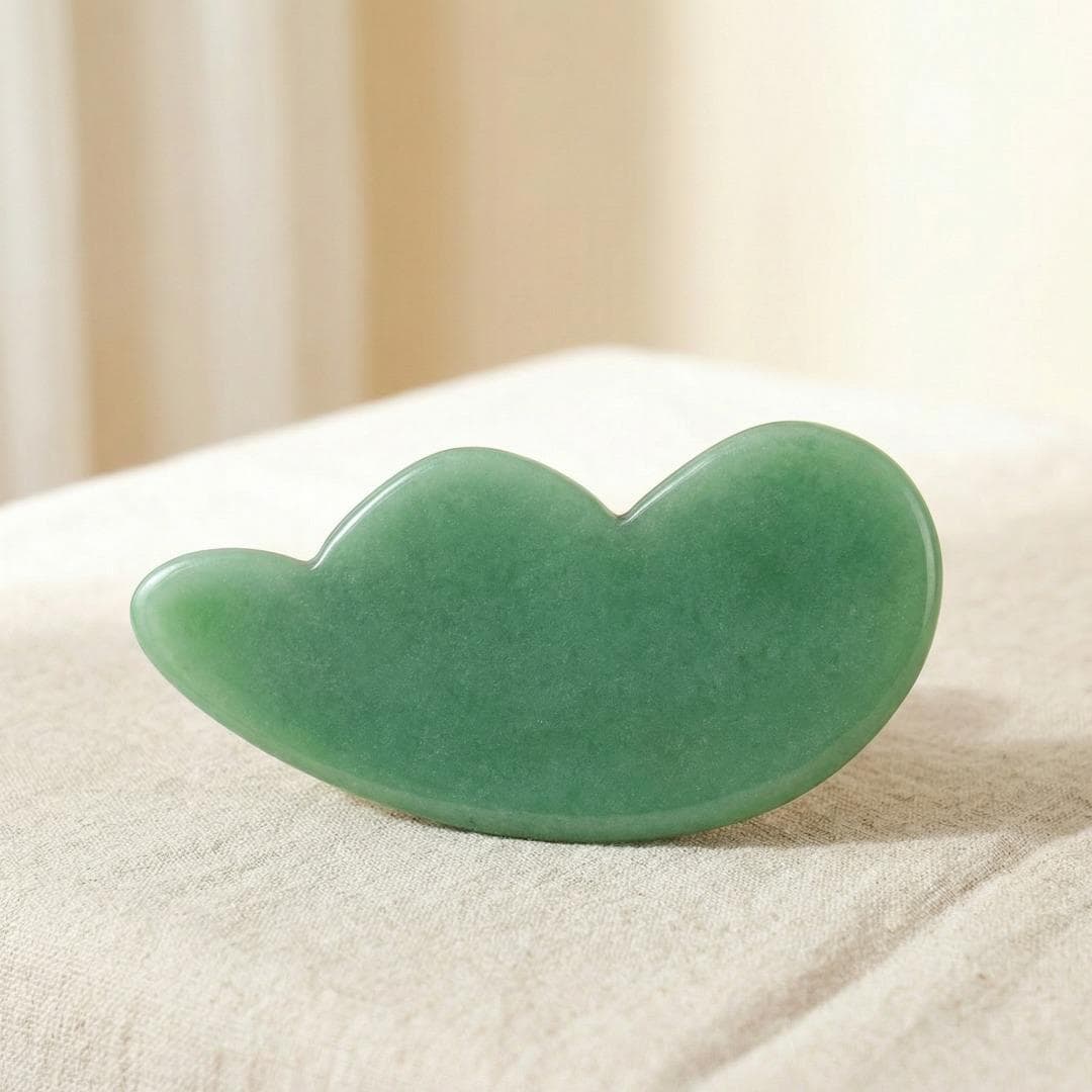 Green Aventurine Gua Sha Tool, Natural Stone Facial Massager Spoon, Green Jade Scraping Plate for Eye & Face, Aesthetic Skincare Gift