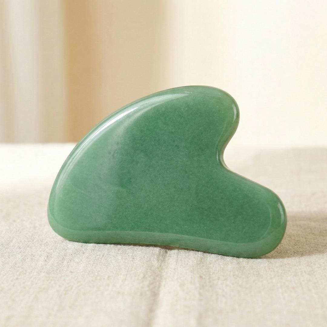 Green Aventurine Gua Sha Tool, Natural Stone Facial Massager Spoon, Green Jade Scraping Plate for Eye & Face, Aesthetic Skincare Gift