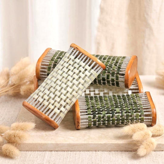 Natural Serpentine Jade Pillow, Cooling Stone Neck Pillow for Sleep, Ribbed Jade Bead Bedding, Wooden Contour Headrest, Self Care Gift