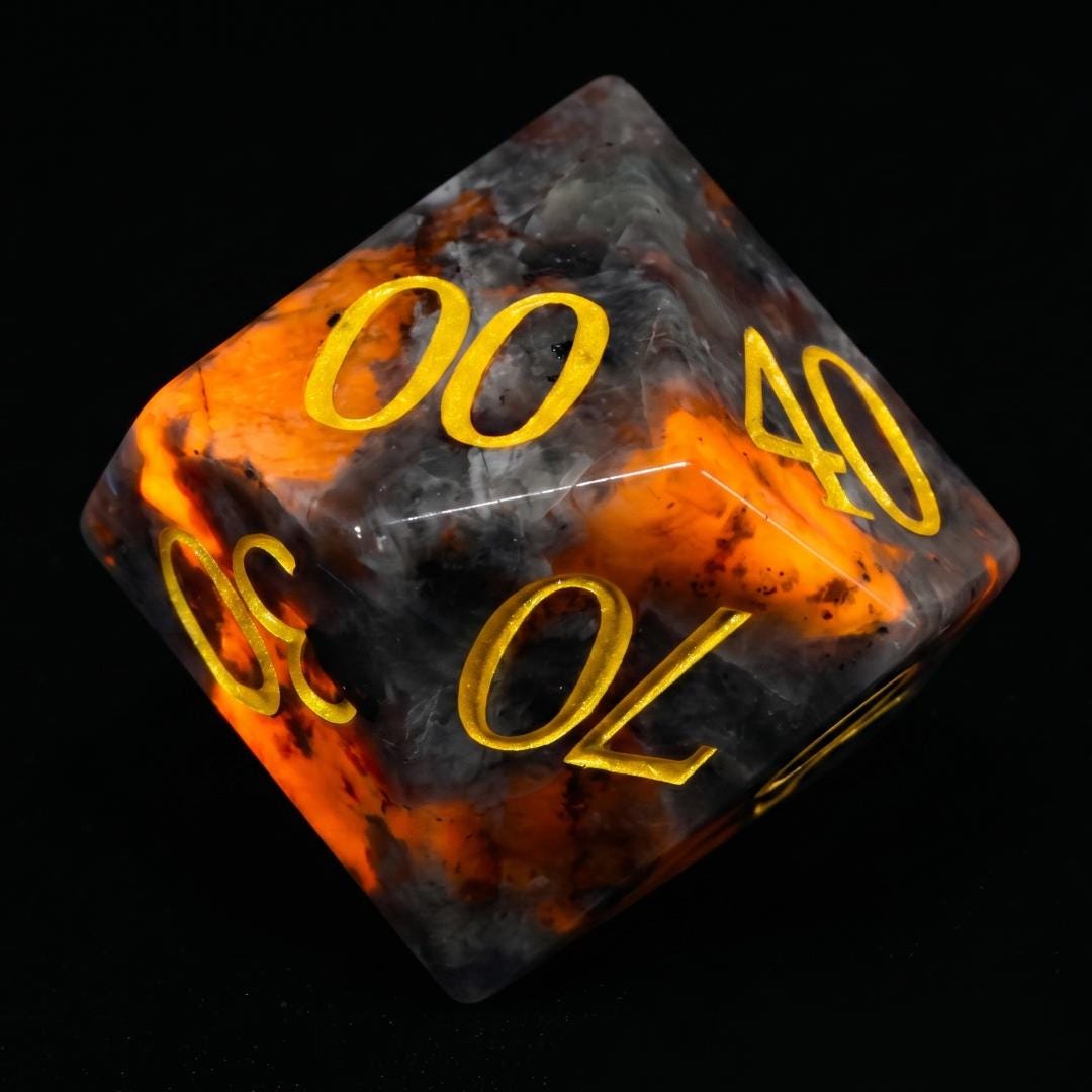 Yooperlite Stone DND Dice Set, UV Reactive Glowing Lava Stone Polyhedral Dice 7pcs, Flourescent Sodalite RPG Game Dice, Dungeon Master Gift