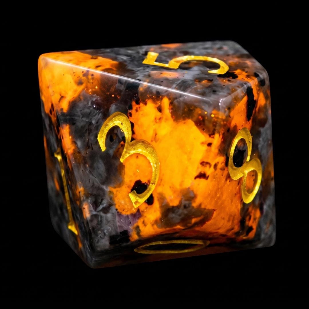 Yooperlite Stone DND Dice Set, UV Reactive Glowing Lava Stone Polyhedral Dice 7pcs, Flourescent Sodalite RPG Game Dice, Dungeon Master Gift