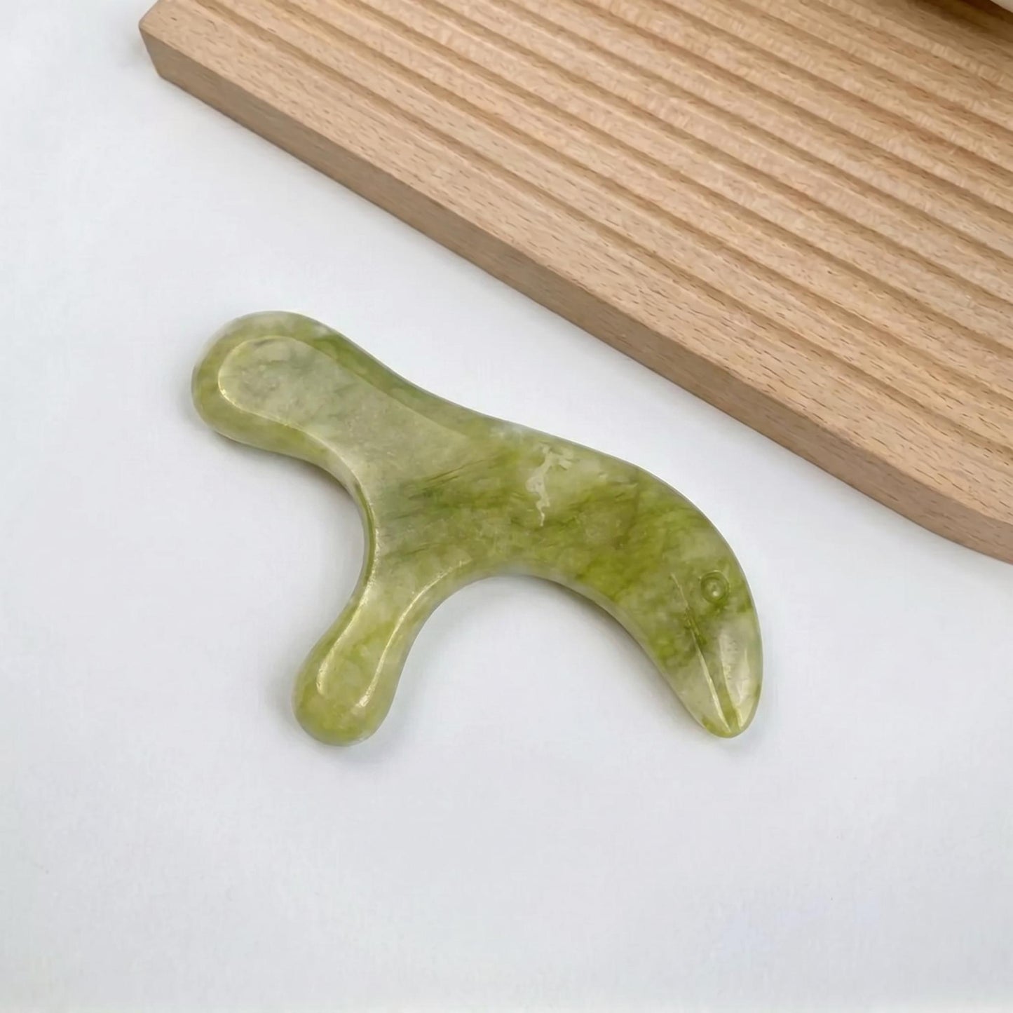 Natural Jade Acupoint Massage Tool, Handcrafted Jade Foot Massage Stick, Self-Care Wellness Gift, Ergonomic Jade Guasha Wand for Relaxation
