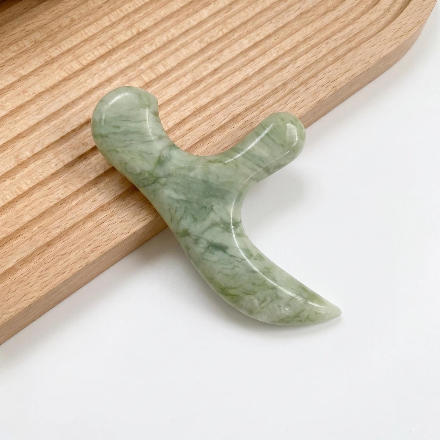 Natural Jade Acupoint Massage Tool, Handcrafted Jade Foot Massage Stick, Self-Care Wellness Gift, Ergonomic Jade Guasha Wand for Relaxation