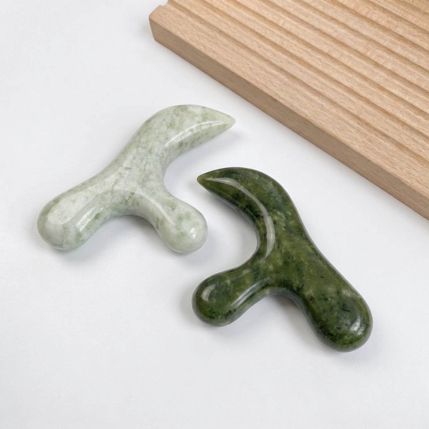 Natural Jade Acupoint Massage Tool, Handcrafted Jade Foot Massage Stick, Self-Care Wellness Gift, Ergonomic Jade Guasha Wand for Relaxation