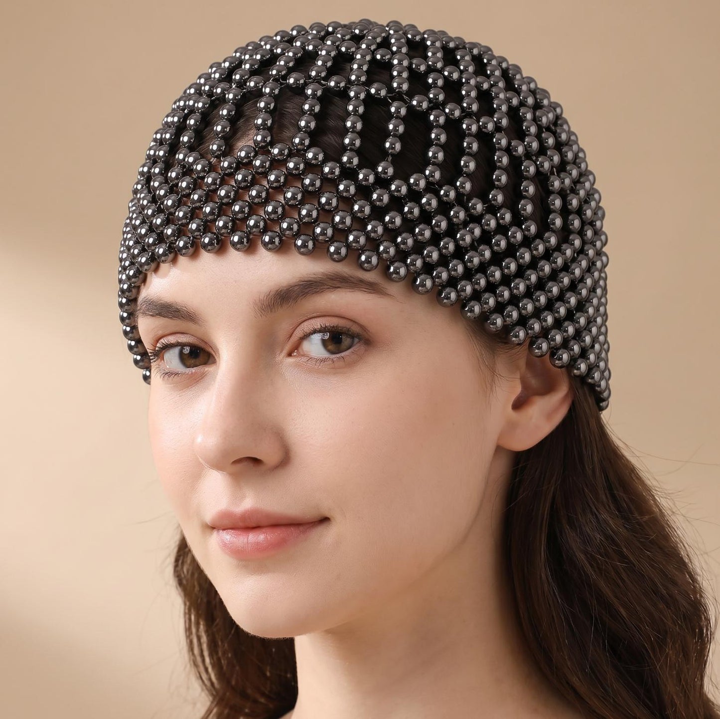 Handmade Terahertz Stone Beaded Hat, Avant-garde Meditation Cap, Wellness Accessory