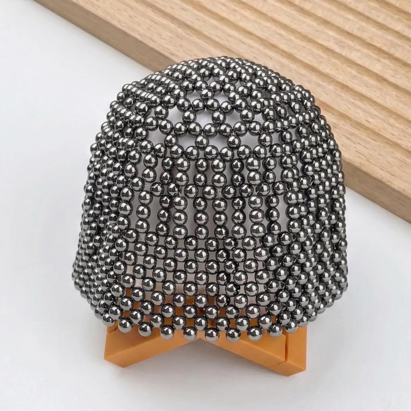 Handmade Terahertz Stone Beaded Hat, Avant-garde Meditation Cap, Wellness Accessory