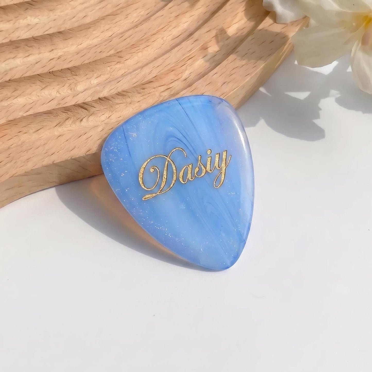 Custom Engraved Gemstone Guitar Picks, Natural Crystal Stone Plectrums, Personalized Music Gift, Rose Amethyst Lapis, Custom Musician Gift