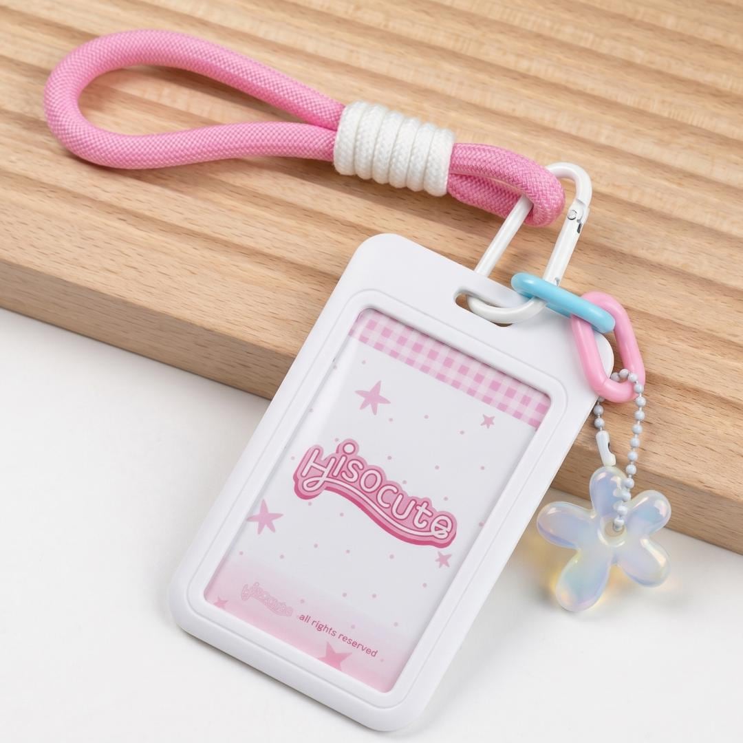 Natural Crystal Flower Photocard Holder, Gemstone Daisy ID Badge Sleeve, Kawaii Campus Card Protector, Office Keychain Gift for Student