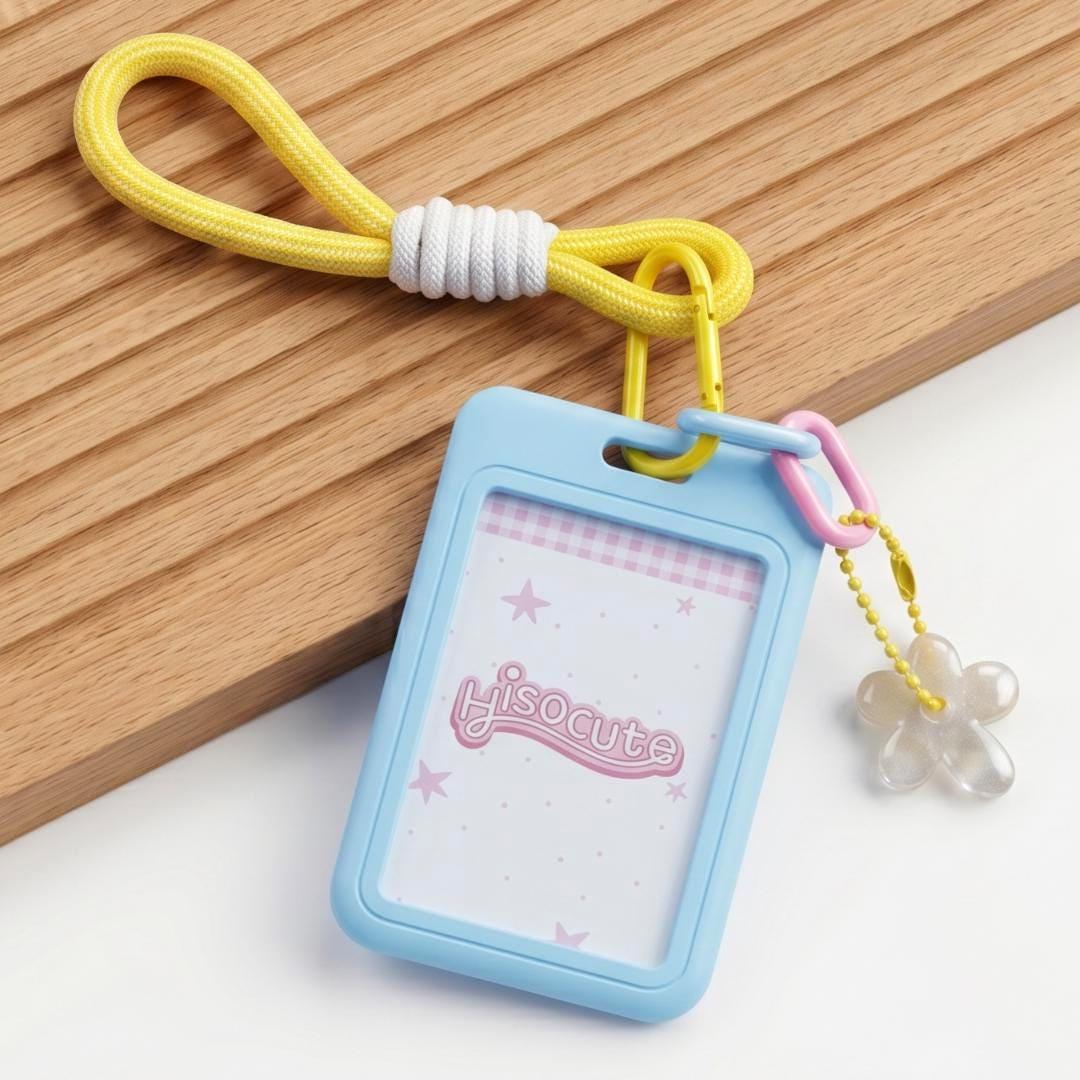 Natural Crystal Flower Photocard Holder, Gemstone Daisy ID Badge Sleeve, Kawaii Campus Card Protector, Office Keychain Gift for Student