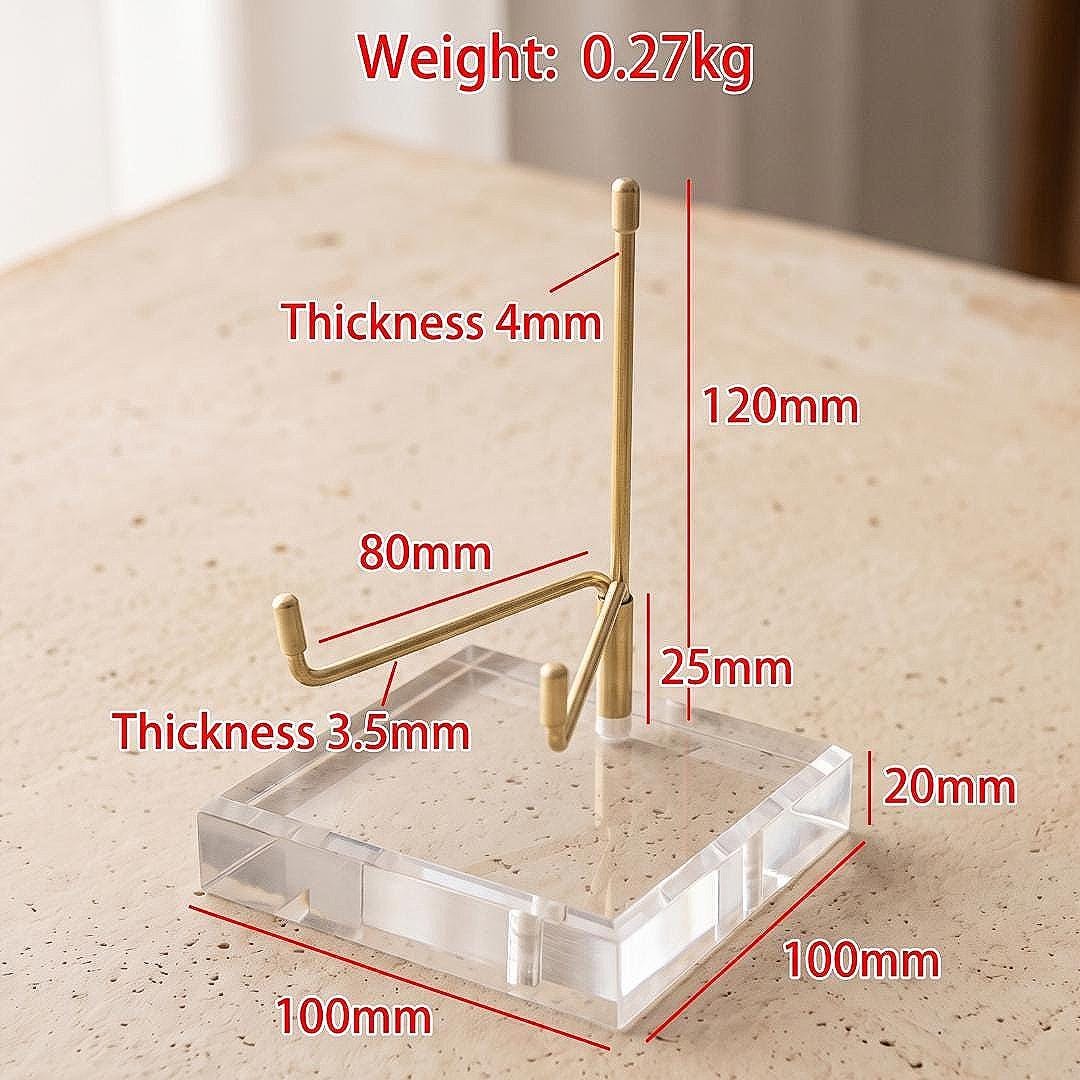 Adjustable Mineral Display Stand with Acrylic Base, Crystal Cluster Holder, Specimen Easel, Geode Slice Support, Unique Crystal Gift