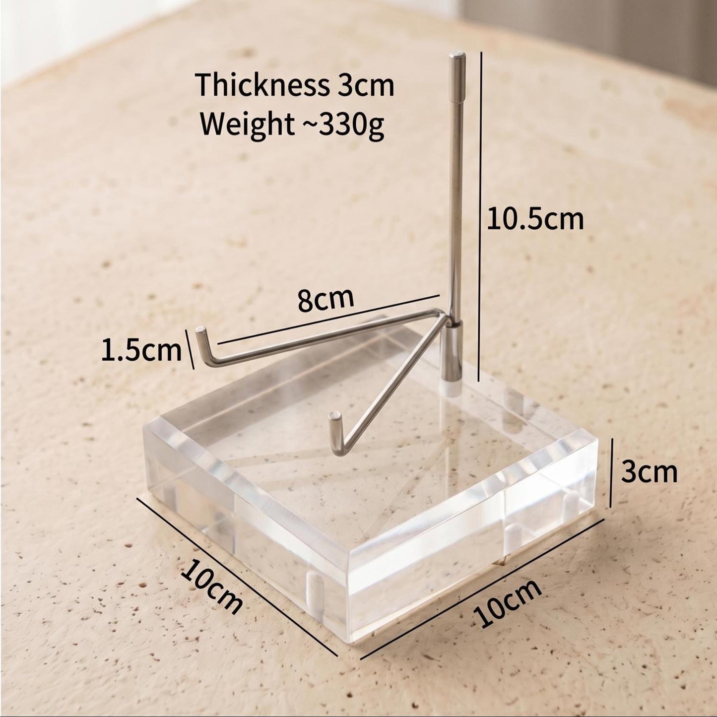 Adjustable Mineral Display Stand with Acrylic Base, Crystal Cluster Holder, Specimen Easel, Geode Slice Support, Unique Crystal Gift