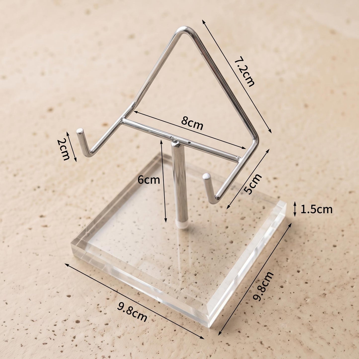 4 Prong Acrylic Crystal Display Stand, Mineral Rock Geode Specimen Holder,  Fossil Pedestal Base, Desk Decor Gift