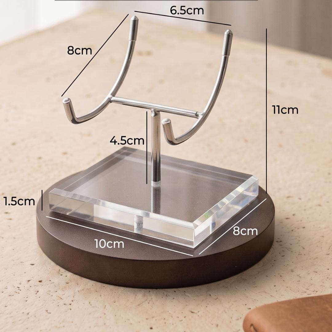 4-Prong Acrylic Crystal Display Stand for Large Geodes & Fossils, Heavy Duty Metal Arm Mineral Specimen Pedestal, Unique Collector Gift