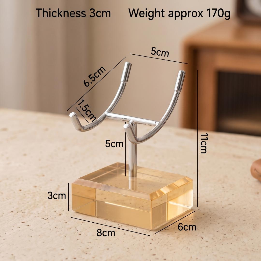4-Prong Acrylic Crystal Display Stand for Large Geodes & Fossils, Heavy Duty Metal Arm Mineral Specimen Pedestal, Unique Collector Gift