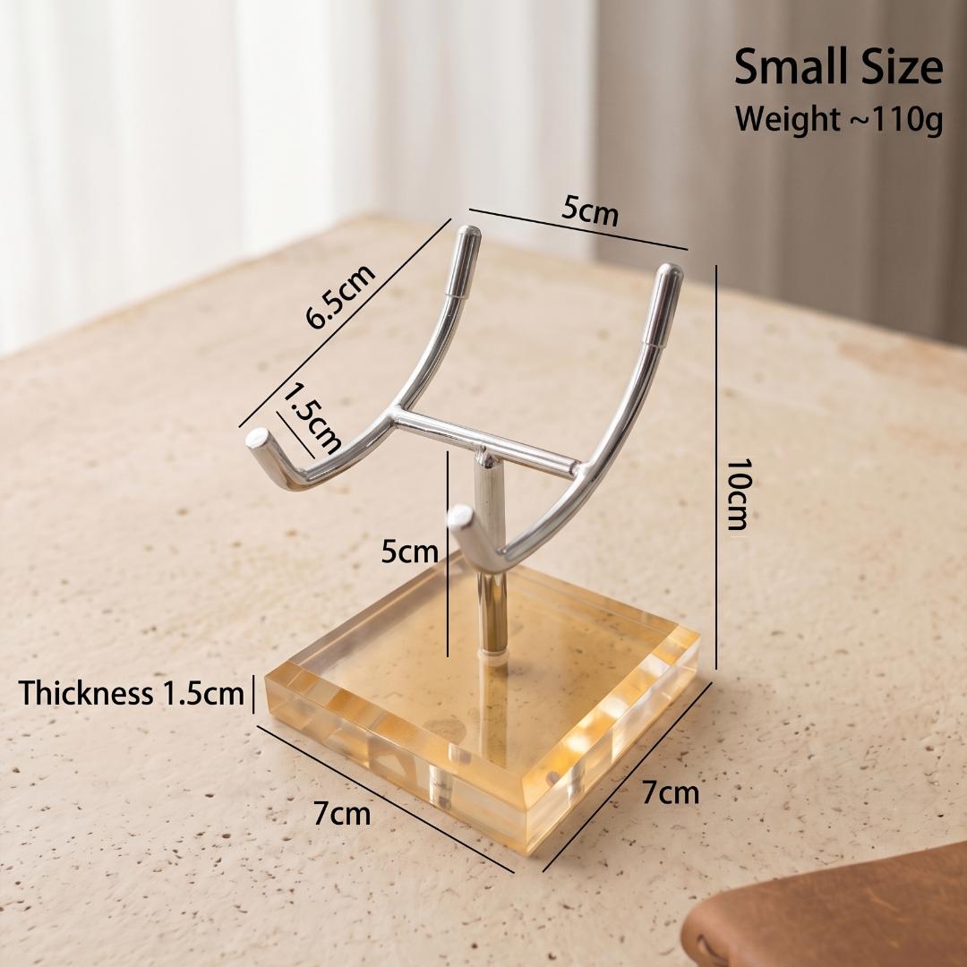 4-Prong Acrylic Crystal Display Stand for Large Geodes & Fossils, Heavy Duty Metal Arm Mineral Specimen Pedestal, Unique Collector Gift