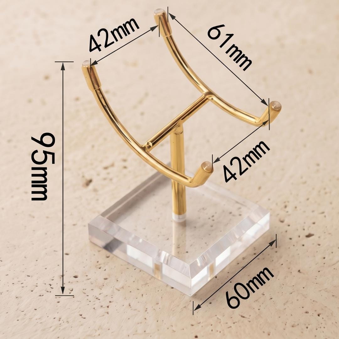4-Prong Acrylic Crystal Display Stand for Large Geodes & Fossils, Heavy Duty Metal Arm Mineral Specimen Pedestal, Unique Collector Gift