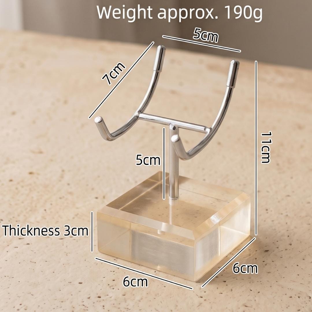 4-Prong Acrylic Crystal Display Stand for Large Geodes & Fossils, Heavy Duty Metal Arm Mineral Specimen Pedestal, Unique Collector Gift