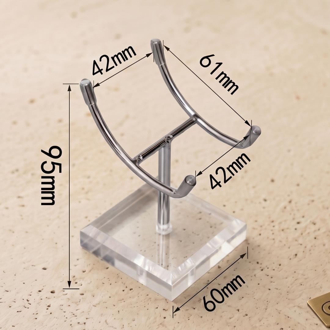 4-Prong Acrylic Crystal Display Stand for Large Geodes & Fossils, Heavy Duty Metal Arm Mineral Specimen Pedestal, Unique Collector Gift