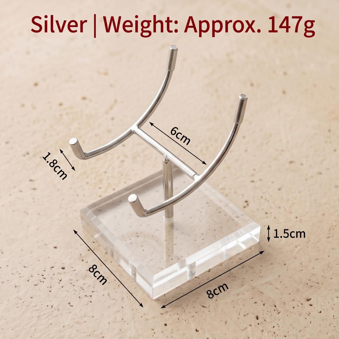 4-Prong Acrylic Crystal Display Stand for Large Geodes & Fossils, Heavy Duty Metal Arm Mineral Specimen Pedestal, Unique Collector Gift