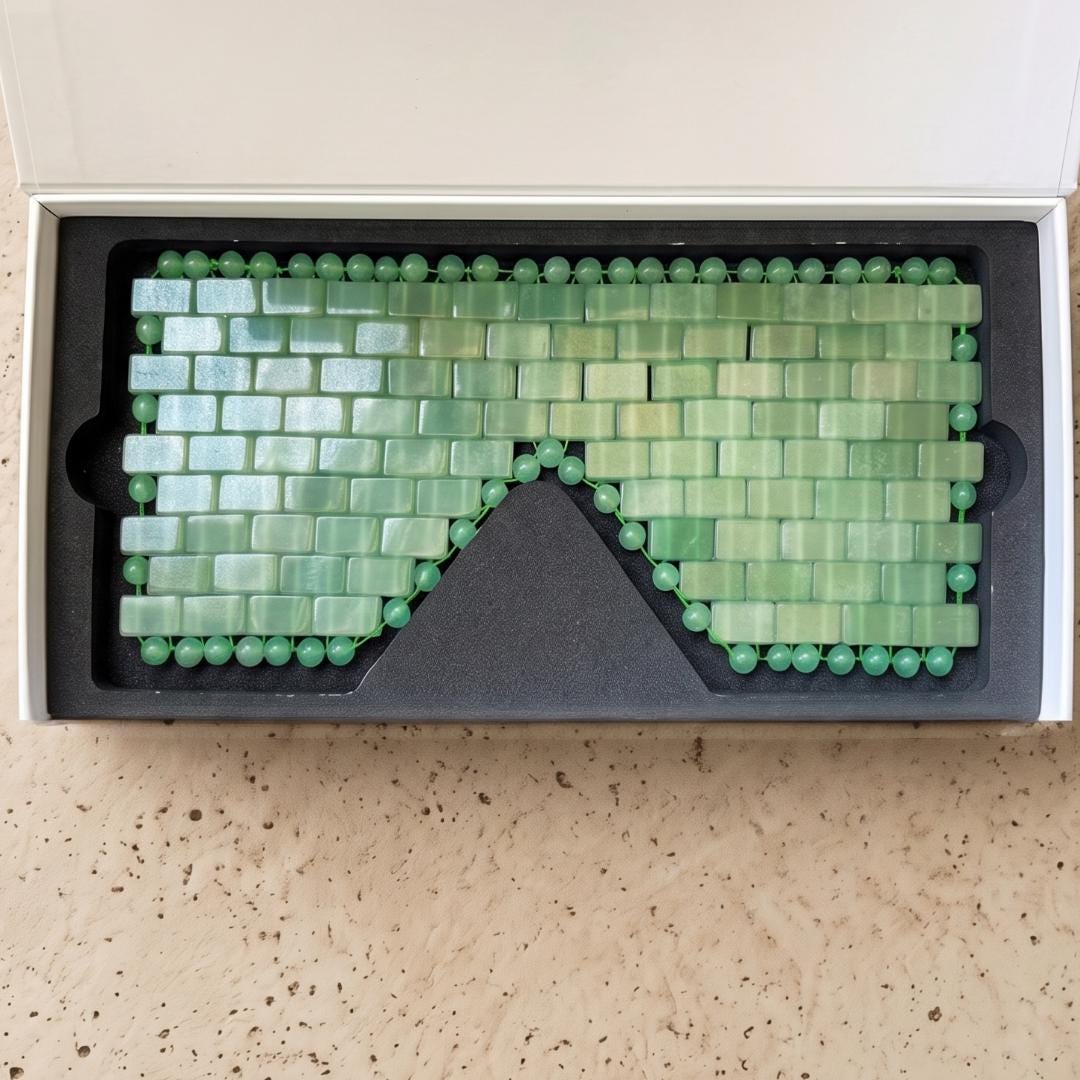 Natural Jade Stone Eye Mask, Cooling Gemstone Sleep Mask, Weighted Healing Crystal Mask, Sustainable Sleep Blindfold, Self Care Gift