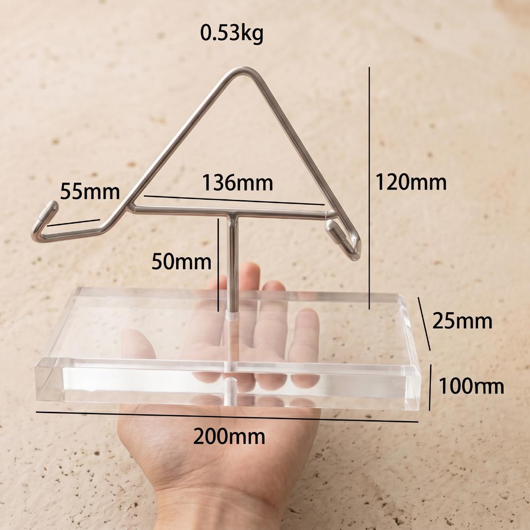 Acrylic Crystal Amethyst Stand, 4-Prong Mineral Specimen Holder for Heavy Geodes & Fossils, Clear Stone Pedestal Base, Unique Collector Gift