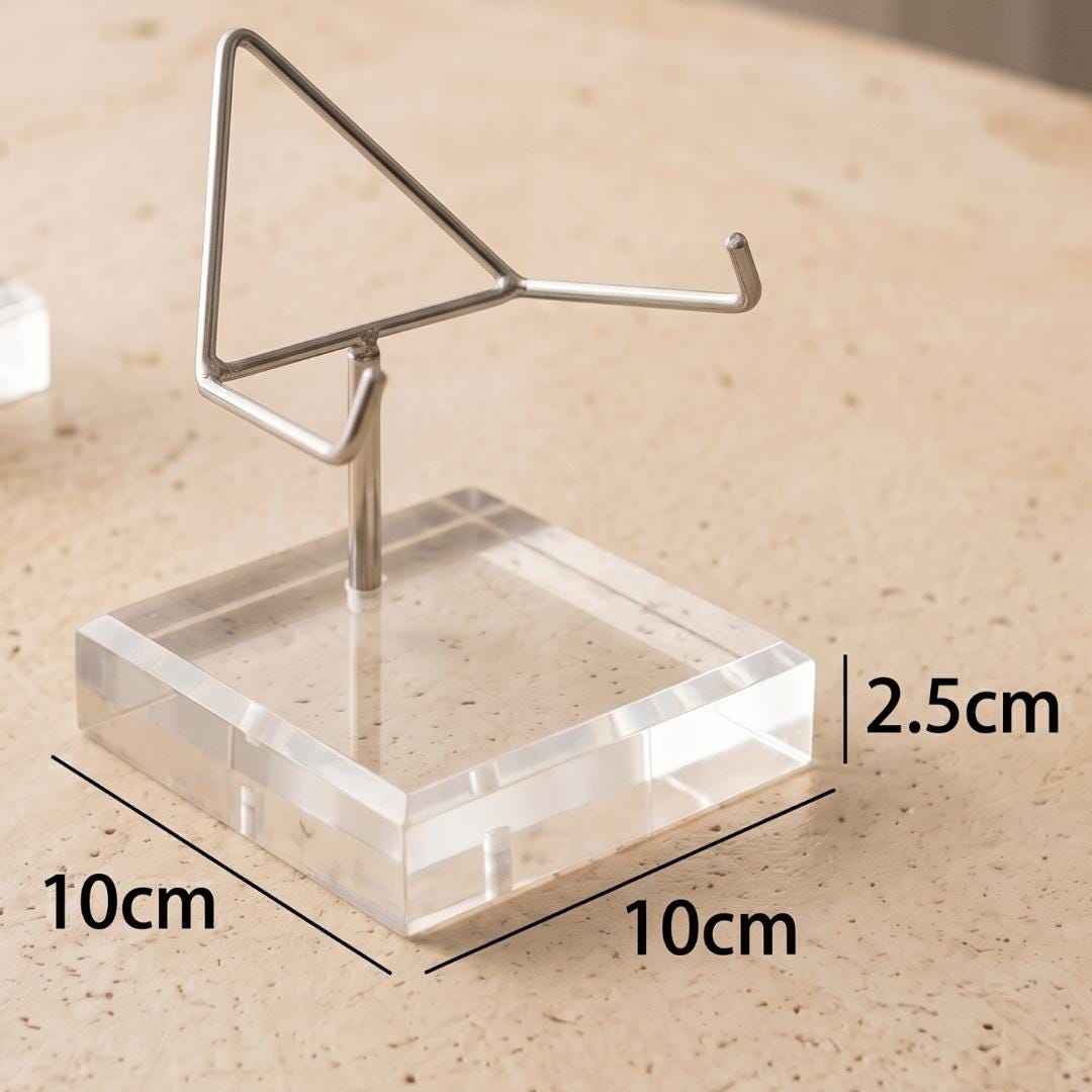 Acrylic Crystal Amethyst Stand, 4-Prong Mineral Specimen Holder for Heavy Geodes & Fossils, Clear Stone Pedestal Base, Unique Collector Gift