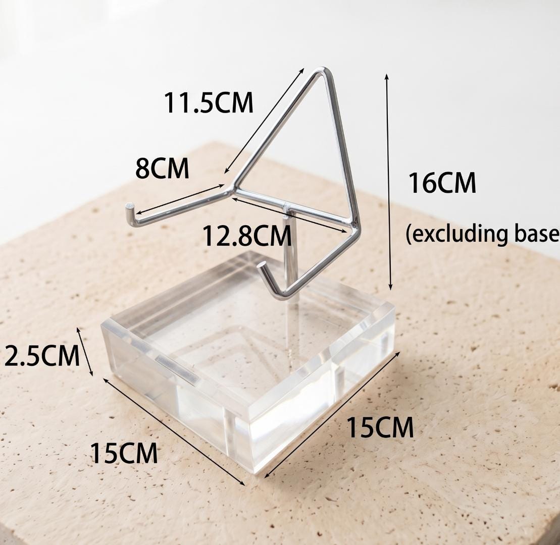 Acrylic Crystal Amethyst Stand, 4-Prong Mineral Specimen Holder for Heavy Geodes & Fossils, Clear Stone Pedestal Base, Unique Collector Gift