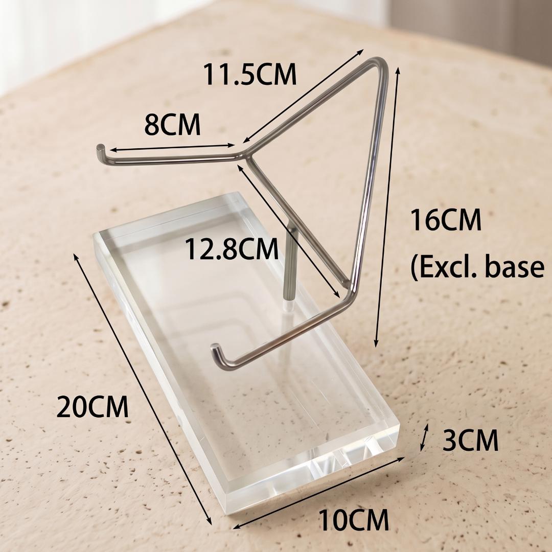 Acrylic Crystal Amethyst Stand, 4-Prong Mineral Specimen Holder for Heavy Geodes & Fossils, Clear Stone Pedestal Base, Unique Collector Gift