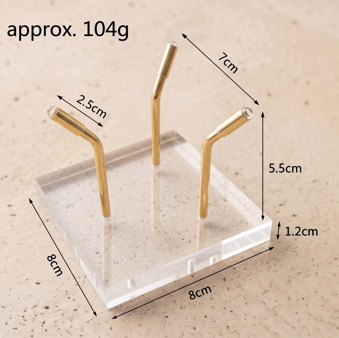 Mineral Display Stand with Acrylic Base, Three Metal Leg Crystal Holder, Slanted Specimen Pedestal for Spheres & Eggs, Unique Gift