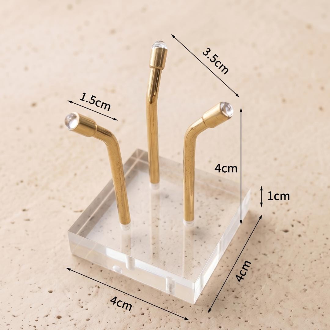 Mineral Display Stand with Acrylic Base, Three Metal Leg Crystal Holder, Slanted Specimen Pedestal for Spheres & Eggs, Unique Gift