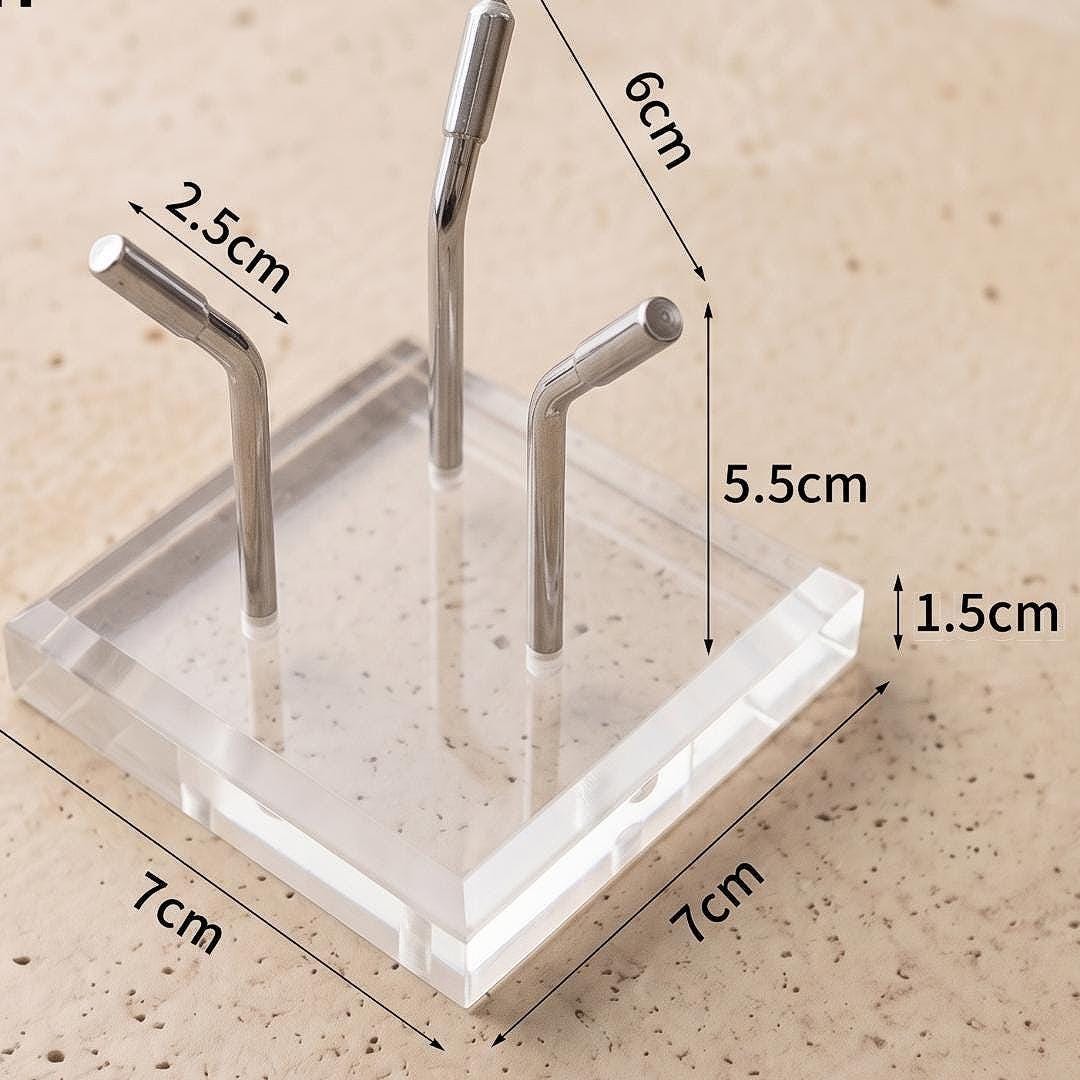 Mineral Display Stand with Acrylic Base, Three Metal Leg Crystal Holder, Slanted Specimen Pedestal for Spheres & Eggs, Unique Gift